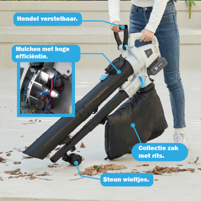 H-ster accu bladblazer & bladzuiger met versnipperaar Leo